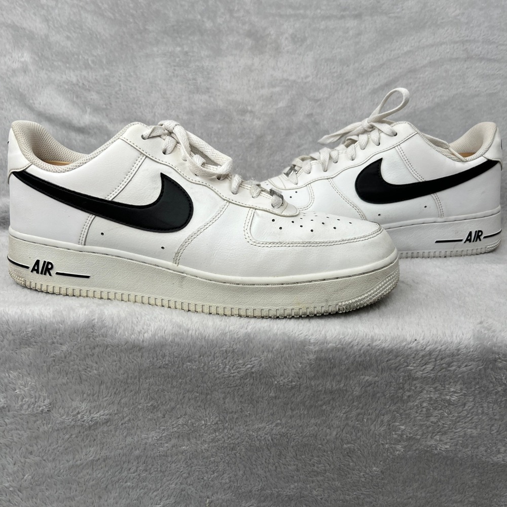 Nike Air Force 1 07 Low Sneakers Size 12 White Black Mens CI0952-100 AF1 Retro